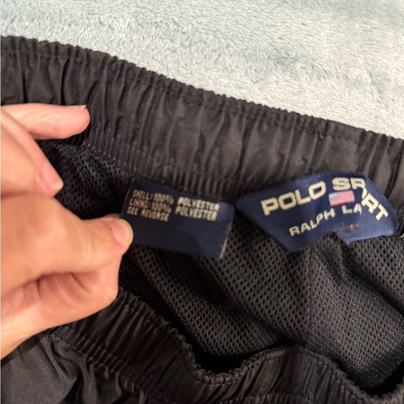 VTG 90s Polo Sport Track Pants Pockets Windbreaker Joggers Men L Zip Ankles - Picture 7 of 7